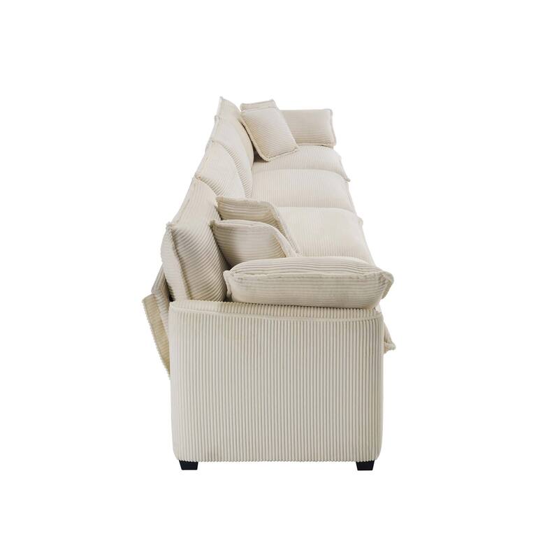 Oversized 3 - Piece Sofa Set with Corduroy 3-Seater Sofa and 2-Seater Loveseat & Single Deep Seat Sofa Chair for Livingroom