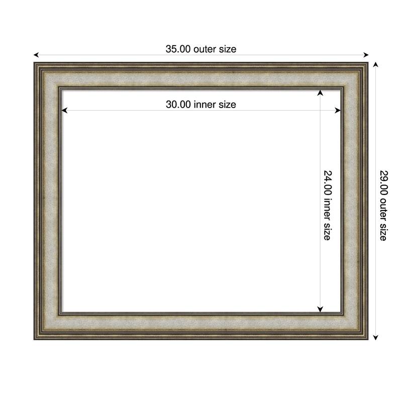 Amanti Art Mezzanine Antique Silver Framed Dry Erase Magnetic Board - 35 x 29 in - Mezzanine Antique Silver
