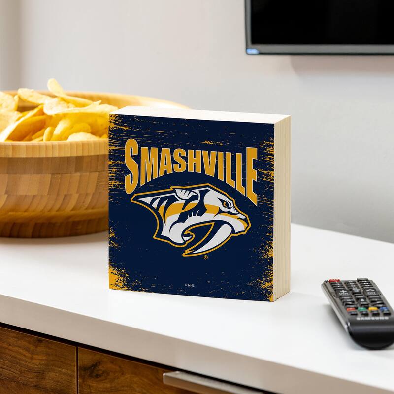 Nashville Predators Wooden Tabletop Mantel Shelf Sign - 6" x 6"