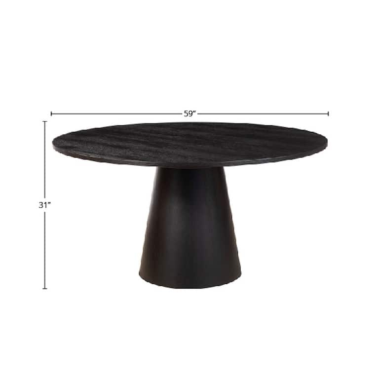 Alpine Furniture Cove 59" Round Dining Table, Vintage Black - Black