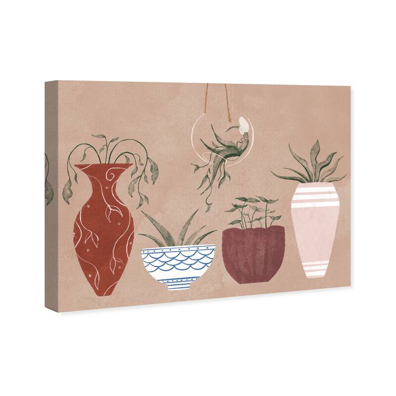Wynwood Studio Canvas Floral and Botanical Her Favorite Pots Brown and Tan Rustic Wall Art Canvas Print