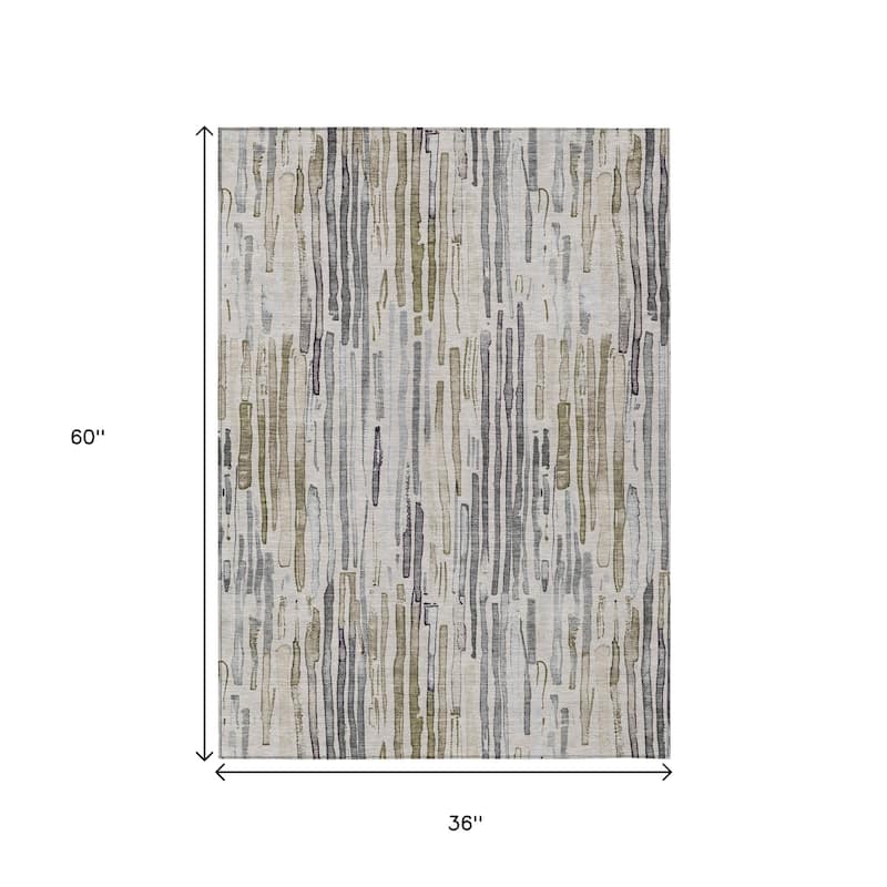 HomeRoots Striped Modern Rectangle Outdoor Rug