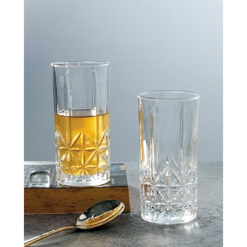 Lorren Home Trends 12 OZ. Drinking Glass-Textured Cut Glass, Set of 6