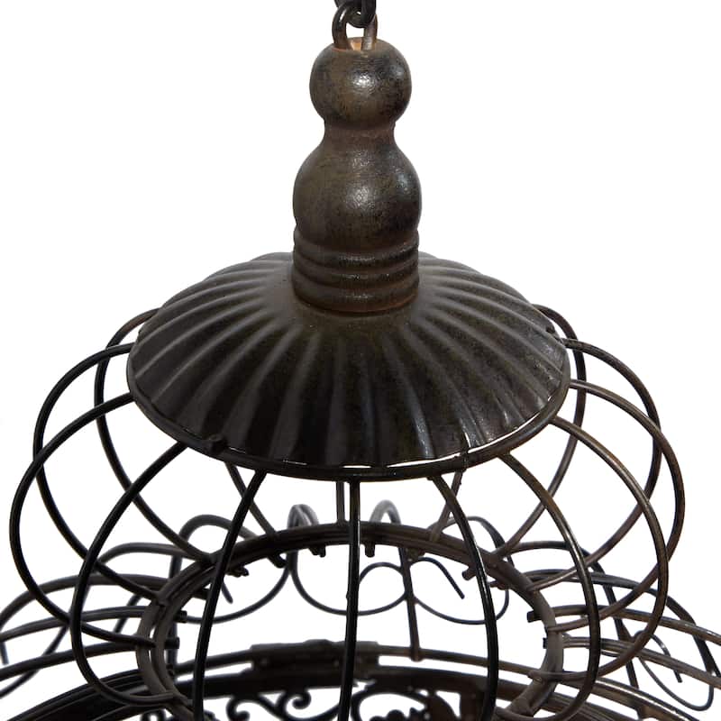 Metal Indoor Outdoor On Removable Stand Birdcage with Latch Lock Closure and Top Hook - Black - Roche River Decor