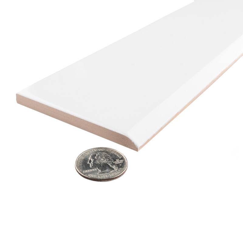 Merola Tile Battiscopa Glossy White 3-1/8" x 13" Ceramic Wall Trim - (1 Tile)