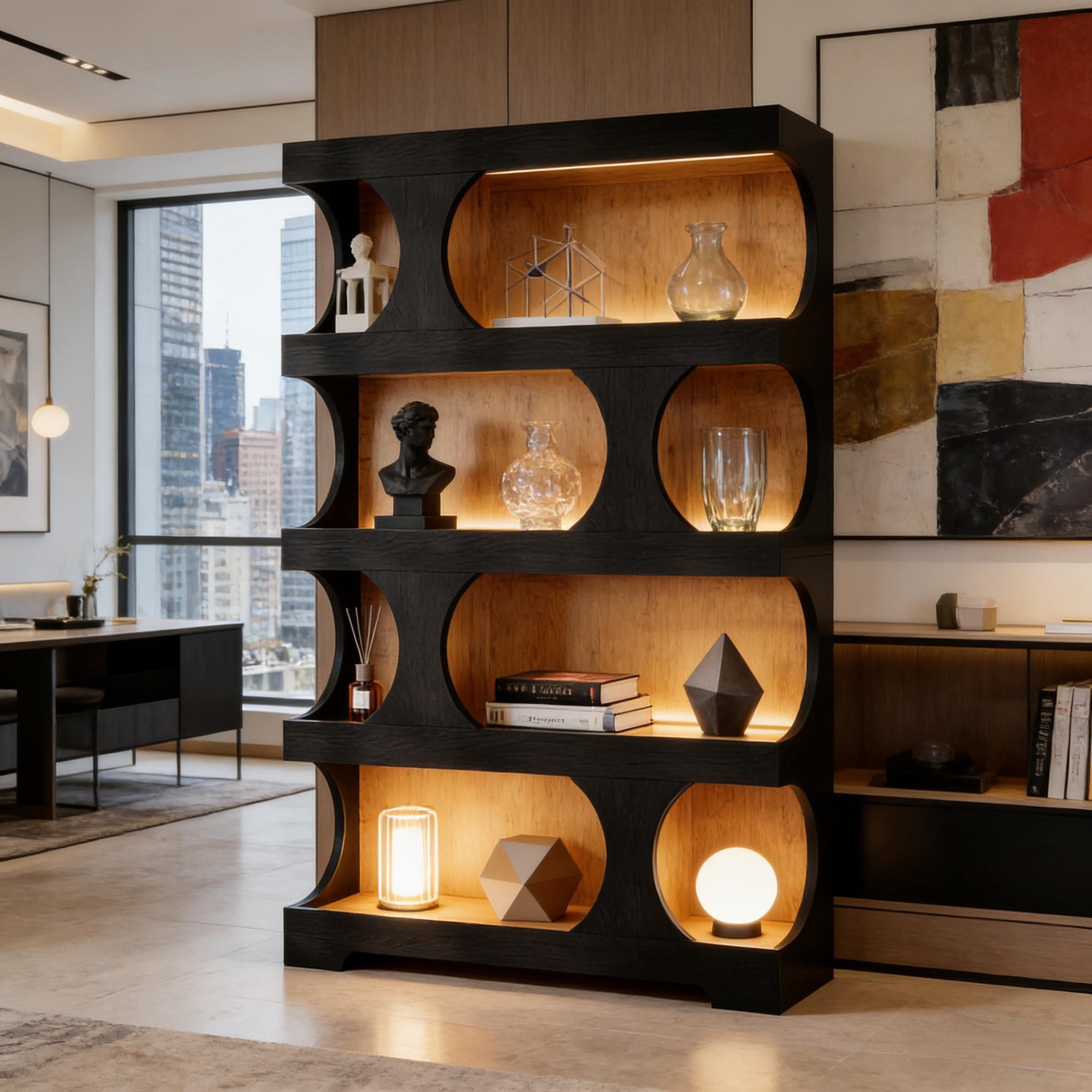Generous Display Shelves,Contemporary Bookshelf,Freestanding Bookcase