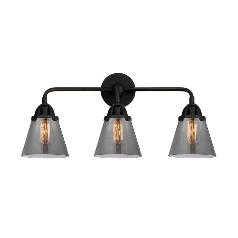 Innovations Lighting 288-3W-10-24 Cone Vanity Cone 3 Light 24" Wide - Matte Black / Plated Smoke