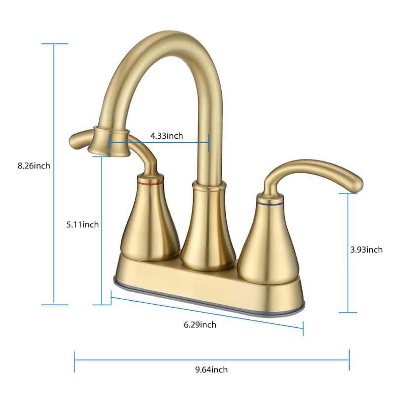2-Handle Bathroom Sink Faucet with Pop-up Drain Brushed Golden