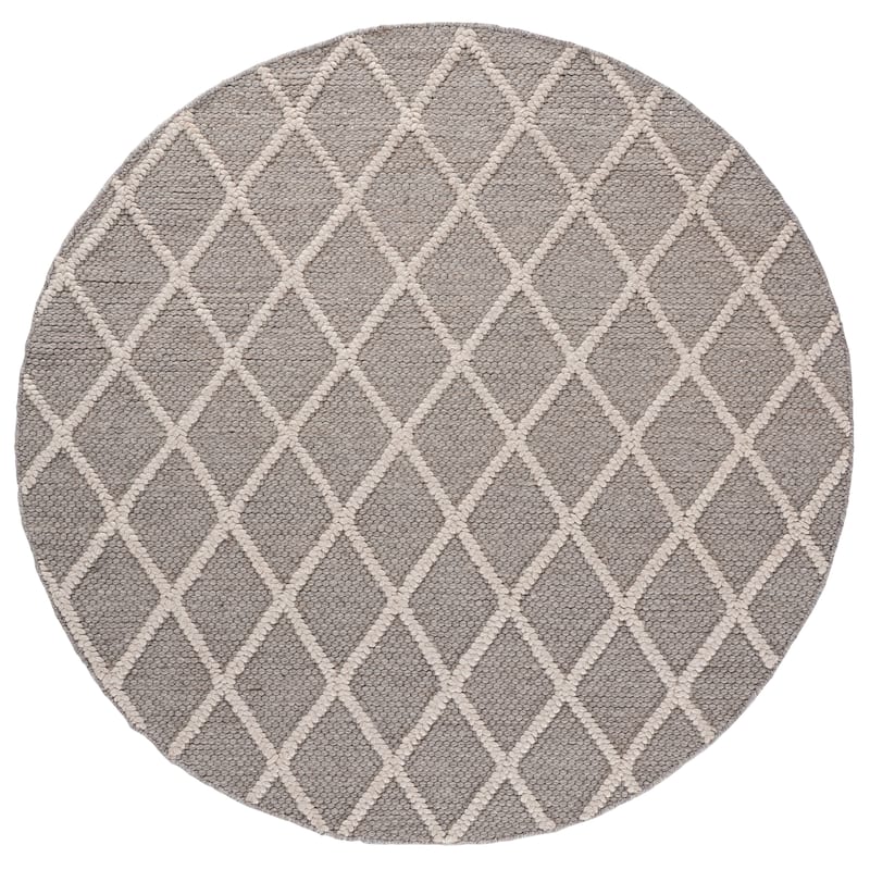 SAFAVIEH Handmade Natura Metje Wool/ Viscose Trellis Rug - 6' Round - Grey