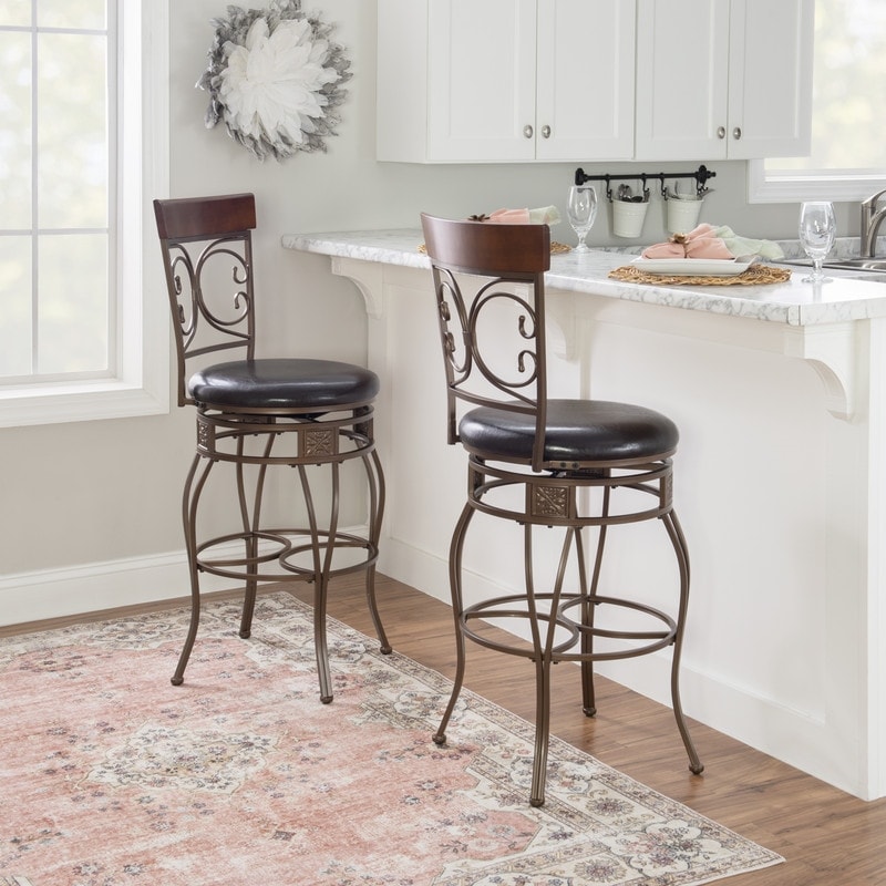 Linon Onyx Big & Tall Metal Scroll Swivel Barstool