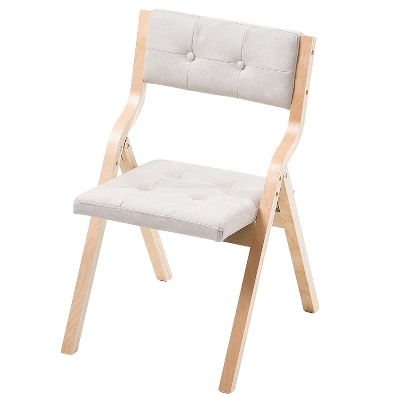 Foldable Wooden Chair with Padded Cushion, Portable Design