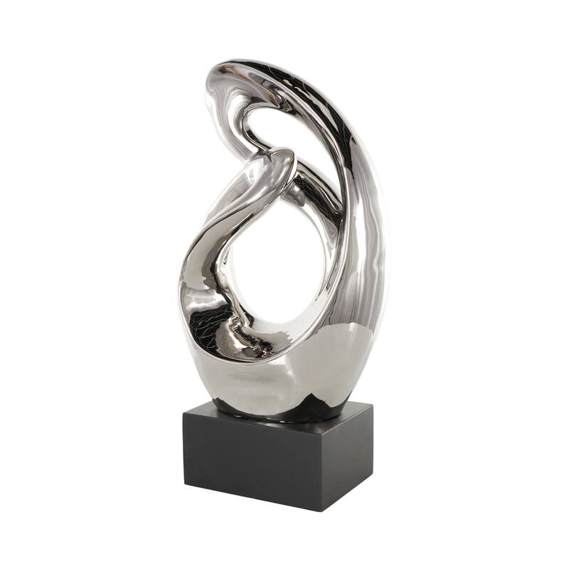 Ceramic Abstract Decorative Sculpture - Silver - Roche River Decor