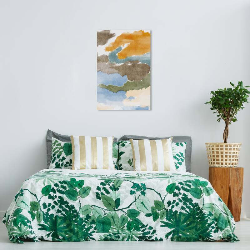 Wynwood Studio Canvas Abstract Sunset Vissage Yellow and Light Blue Wall Art Canvas Print - 36 x 24