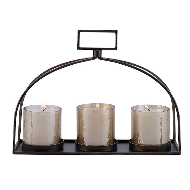 Uttermost Riad Triple Candleholder - 16"W x 10"H x 3.5"D - Dark Bronze