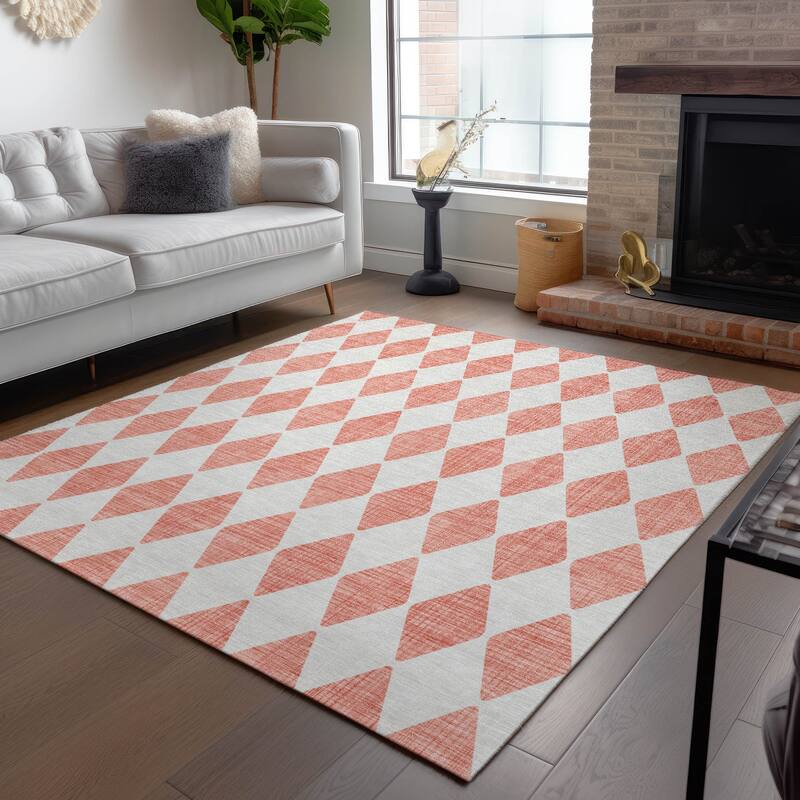 Machine Washable Indoor/ Outdoor Chantille Diamonds Rug