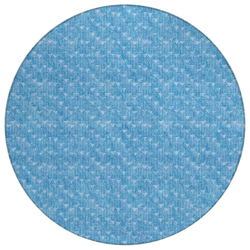 Alnato Stylish Geometric Weather Resistant Blended Style Round Outdoor Rug - 8' Round