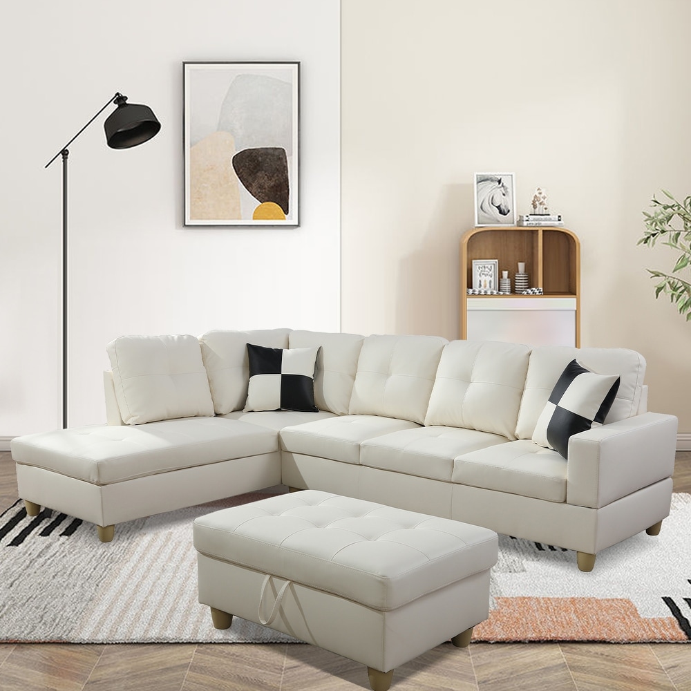 Faux leather deals white sectional sofas