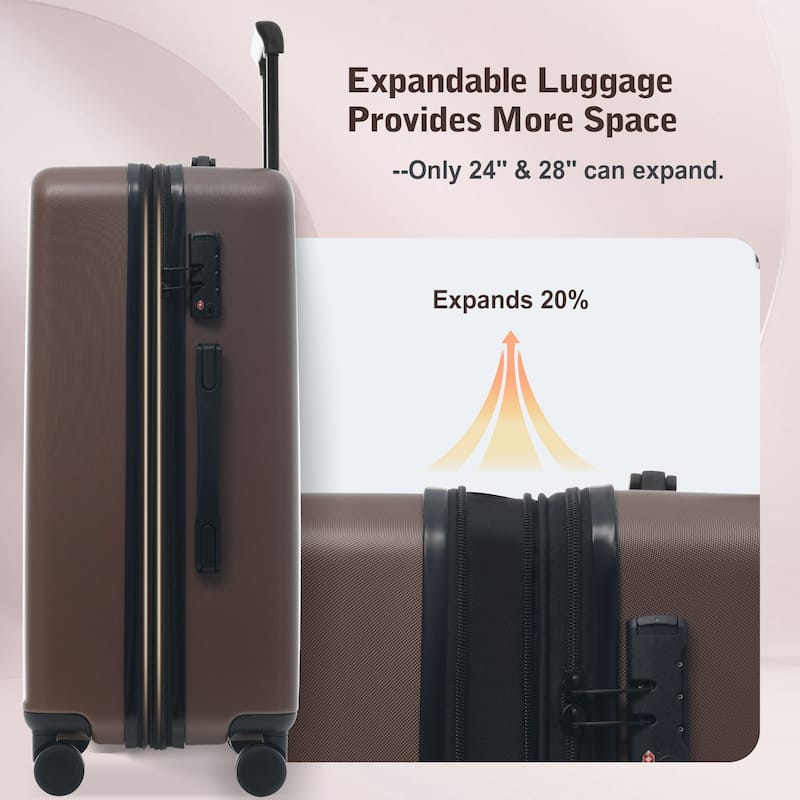 Luggage Sets 5 Piece with Front Opening, Hardside Expandable Carry On Suitcase Set with Double Spinner Wheel, with USB Port