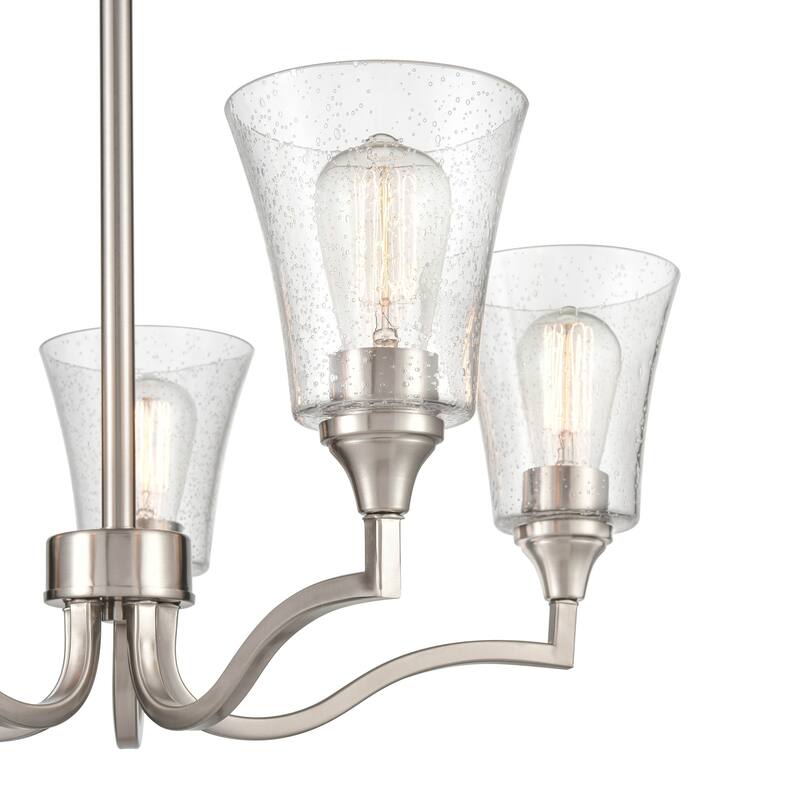 Millennium Lighting Caily 5 Light Chandelier in Brushed Nickel or Matte Black with Seeded Glass Shade