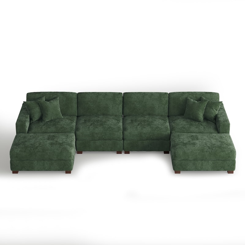 Modern Chenille Oversized Modular Sectional Sofa with 2 Ottoman