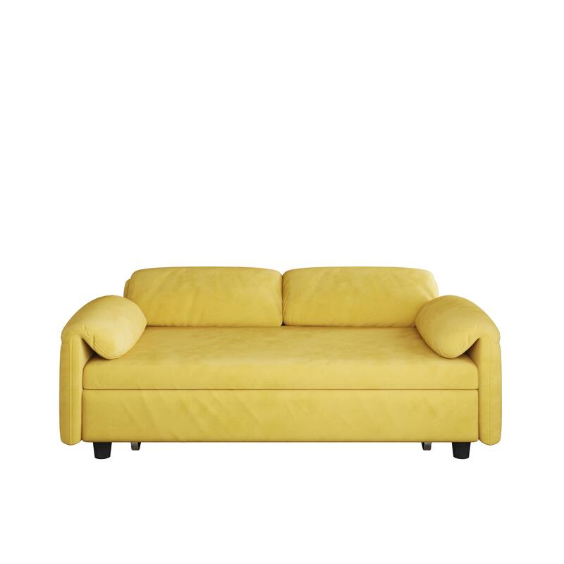 Dual-Purpose Yellow Flannelette Sofa Bed, 51x35x30 inches