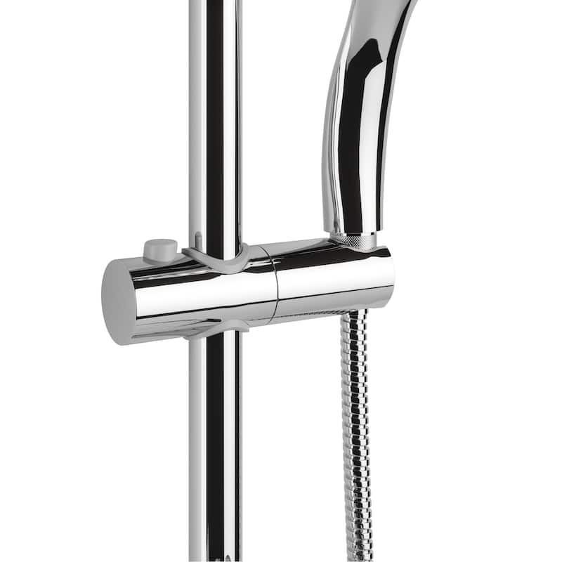 Kauai III 8-in Rain Showerhead Shower System with Slide Bar and Integrated Soap Dish