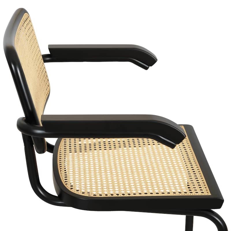 Breuer Chair Company Marcel Breuer Cesca Cane Cantilever Armchair Arm Chair w/ Black Steel Frame (Various Wood & Cane Colors)