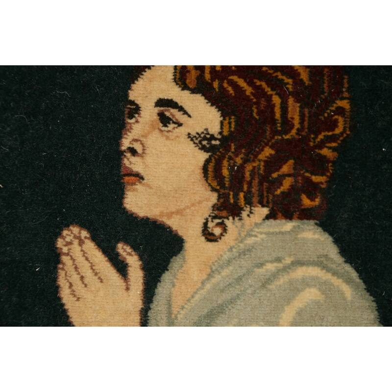 Vegetable Dye Pictorial Tabriz Persian Area Rug Handmade Wool Carpet - 1'7" x 2'1" Square