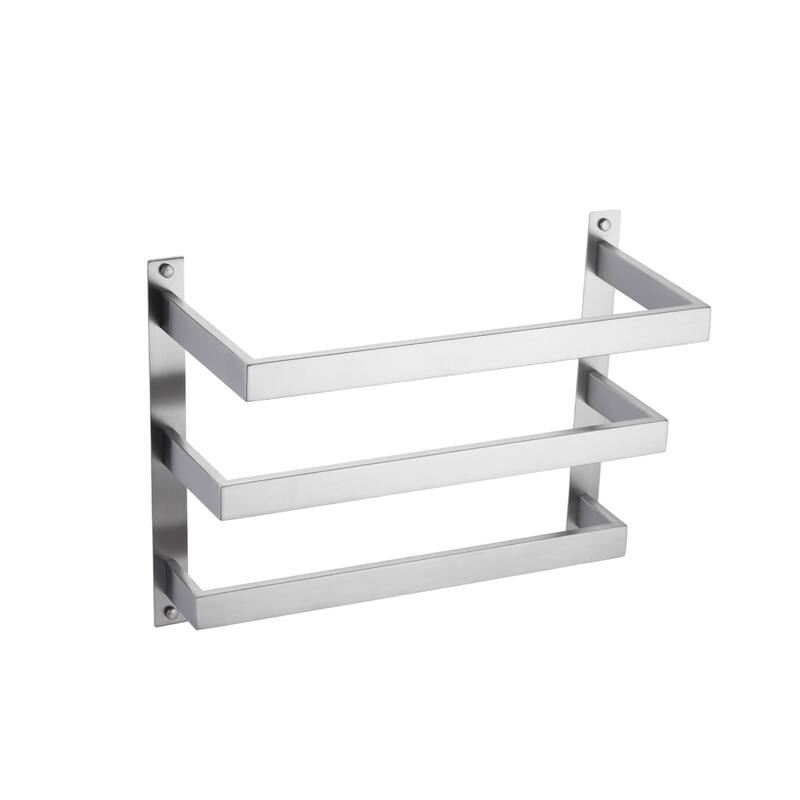 WOWOW Modern Wall-Mounted Stainless Steel Tiered Three-Tier Towel Rack - 16 in. - Brushed Nickel