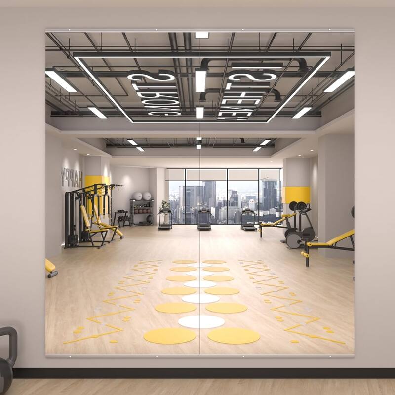 Full Length Tempered Glass Mirror - Rectangular Wall Mirror for Yoga, Gym & Dance Studio(Set of 2/3) - 65" x 30"-2PCS