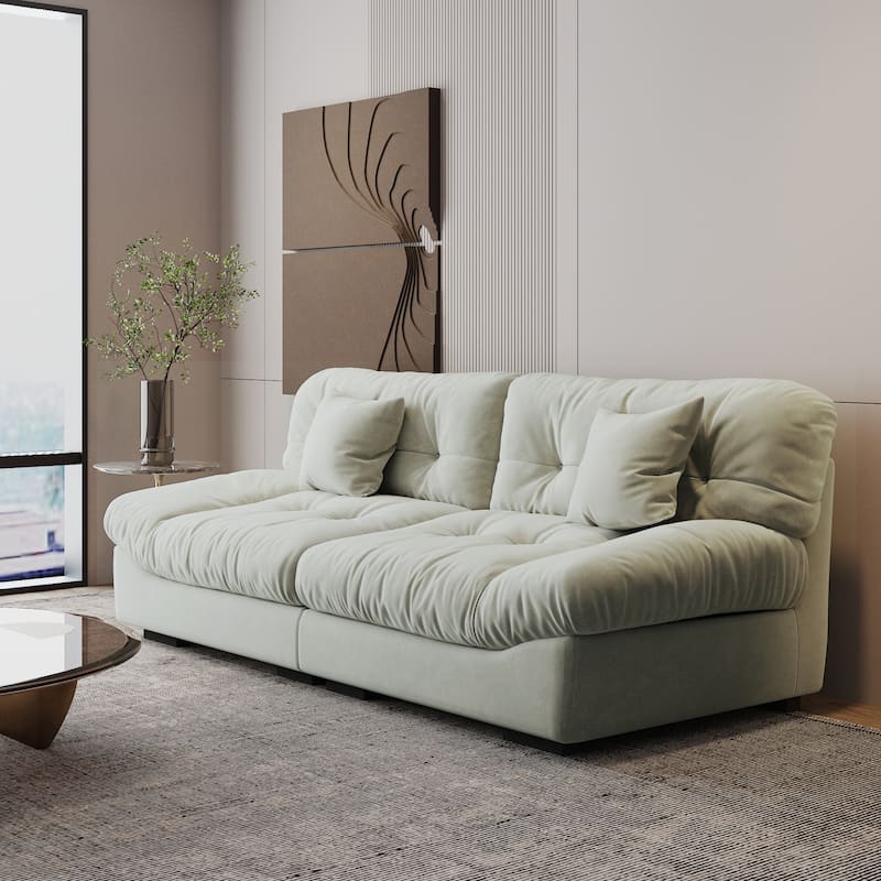 Modern Sanded Velvet Cloud Loveseat Sofa Sectional Couch for Living Room