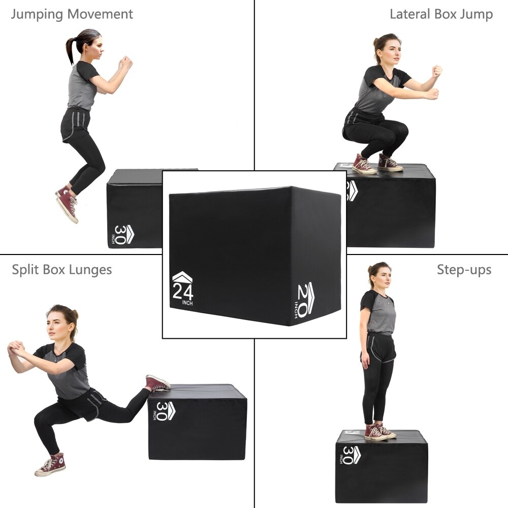 Athletic Works 3 in 1 - 20x24x30 Foam Plyometric Box for Jumping Exercise
