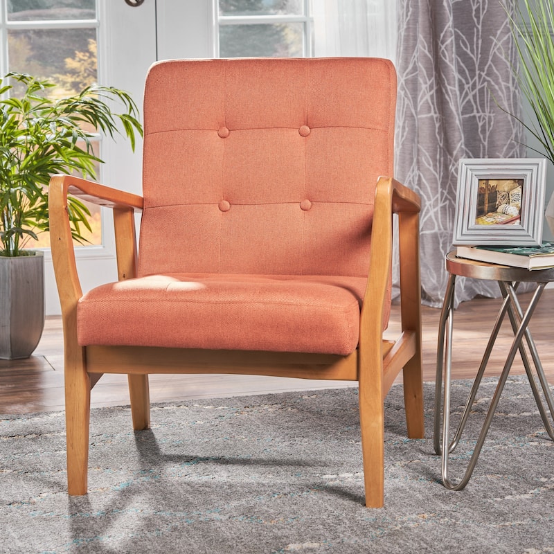 Fabric Mid-Century Club Chair - Orange