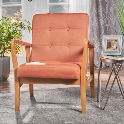 Mid Century Modern Fabric Club Chair with Wood Frame