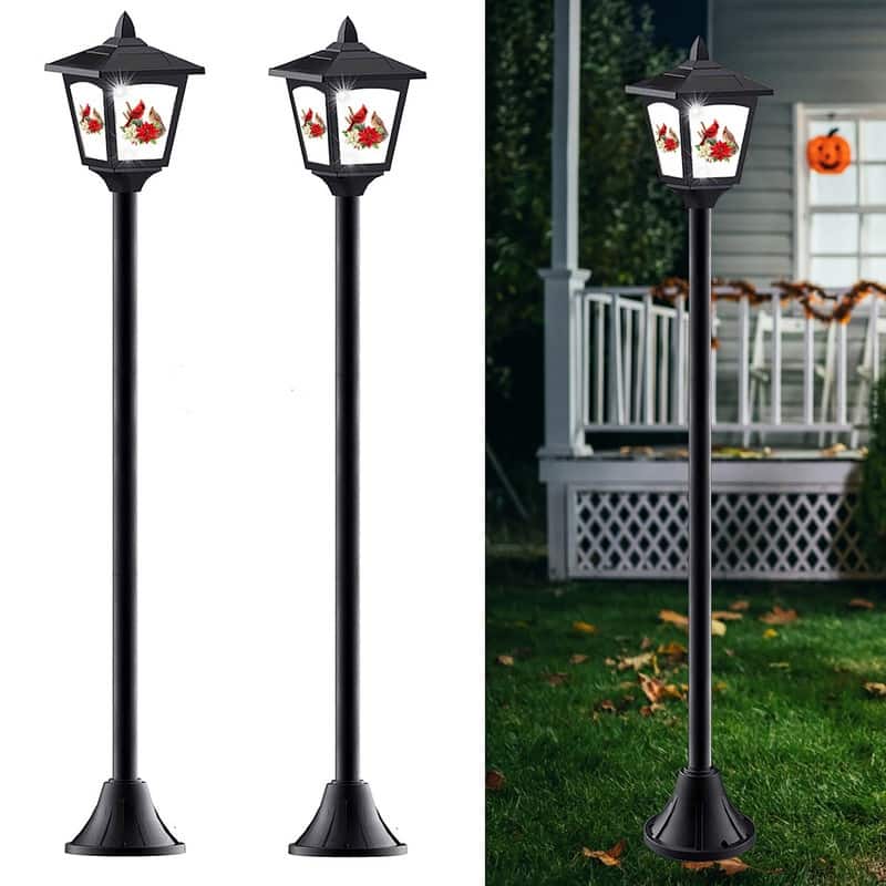 2 Pack 40 Inch Christmas Solar Post Lights for Garden Pathway Lawn Theme Stickers