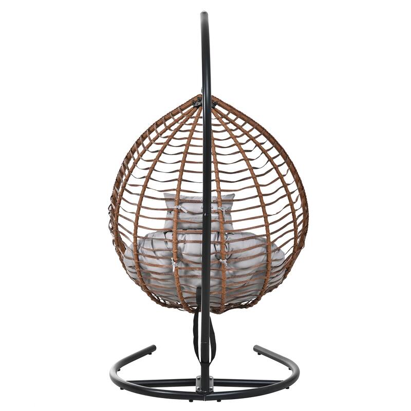 Roomfitters Indoor Outdoor Hanging Egg Hammock Chair with Stand, Wicker Rattan Swing for Patio and Bedroom