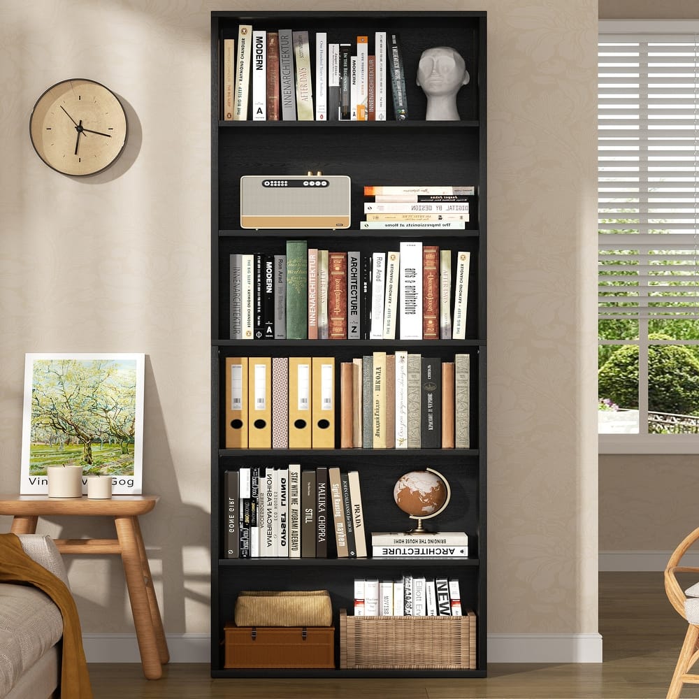 6-Tier Rustic Wooden Storage Bookshelf