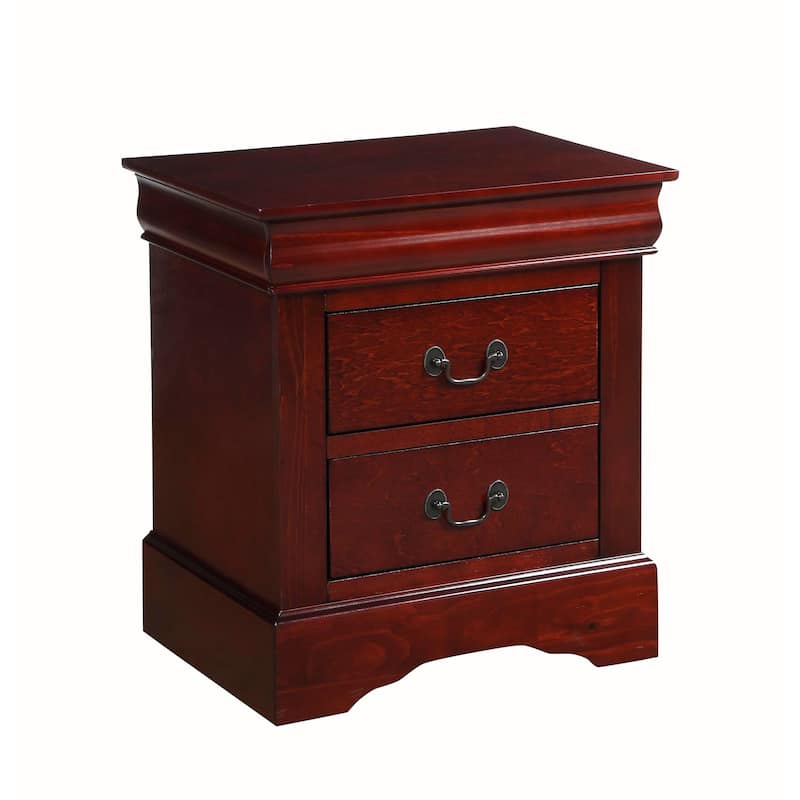 Transitional Style 2-Drawer Nightstand, Metal Handle