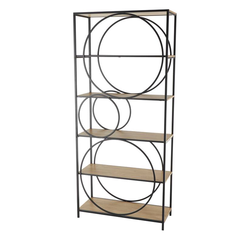 Black Metal Circle Shelving Unit with Black Metal Frame