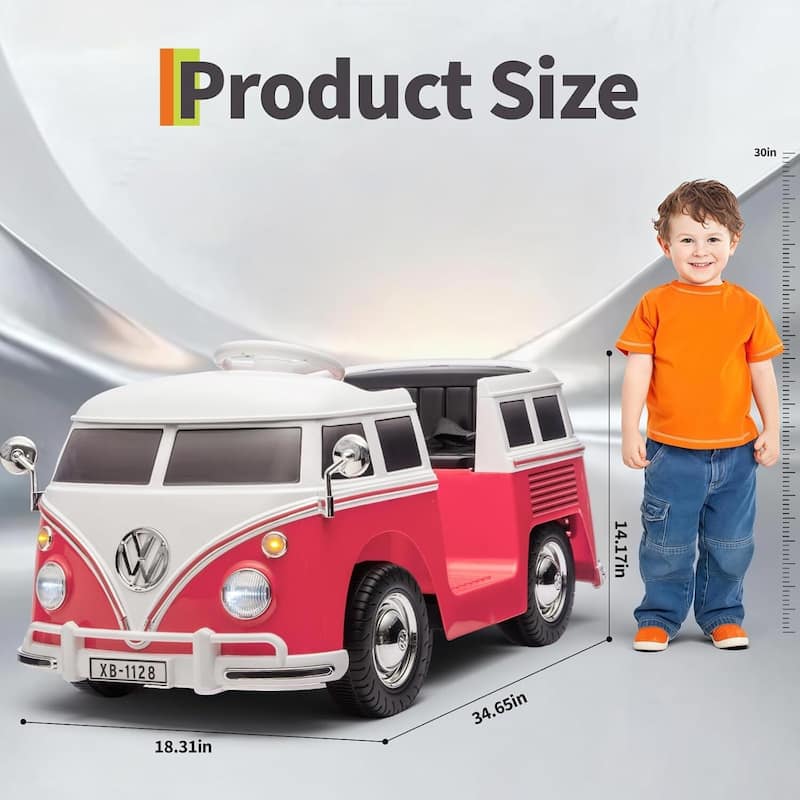6V Electric Ride on Car, Licensed Volkswagen Ride on Bus for Kids, Pink