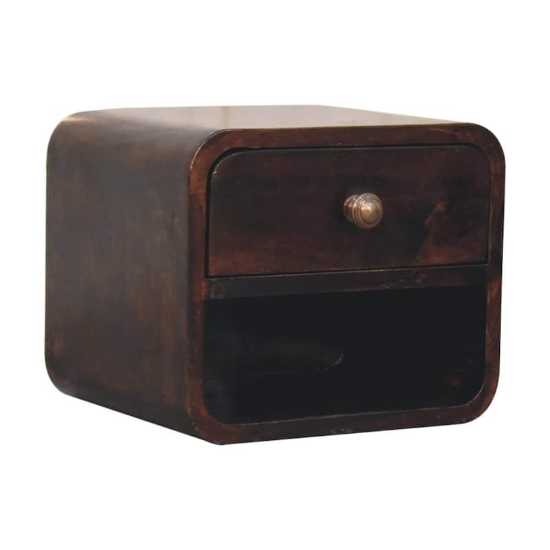 Artisan Furniture Solid Wood Mini Curved California Walnut Wall Mounted Bedside