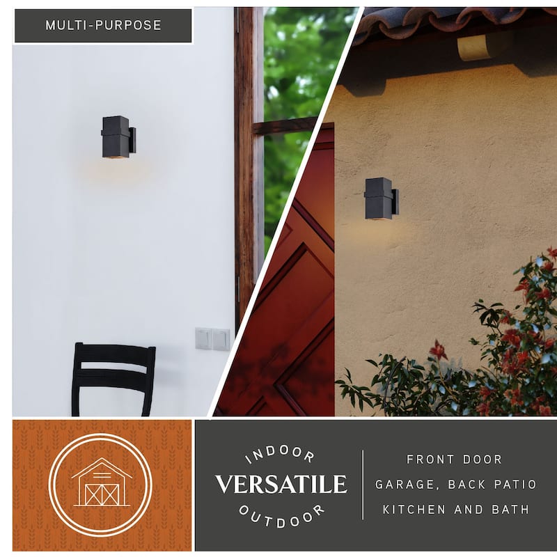 VAXCEL Lavage 1-Light Textured Black Outdoor Wall Sconce, Rust-Resistant Aluminum Metal Shade, LED Compatible Dark Sky Compliant
