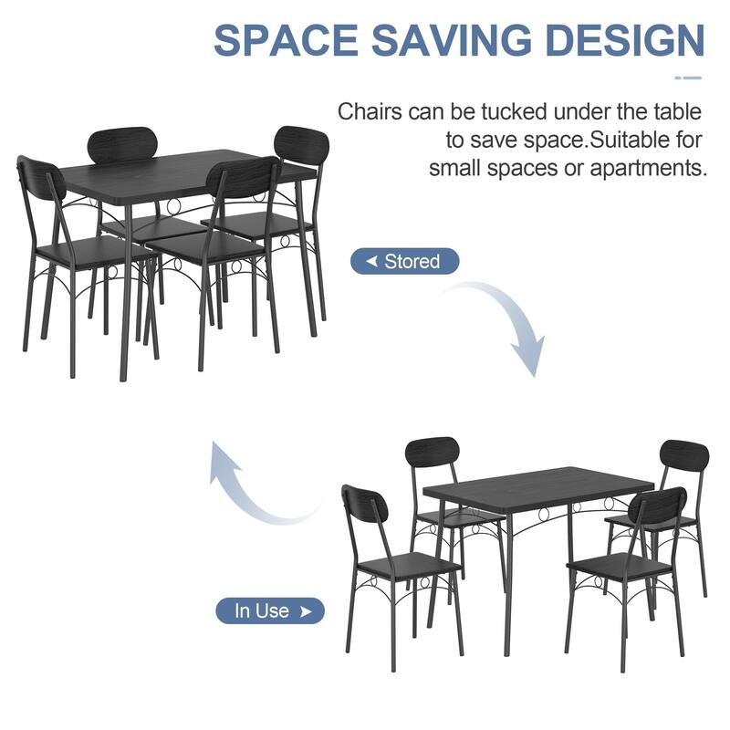 Javlergo 5 Piece Space-Saving Dining Table Set Kitchen Wood Table and Chairs for 4 Dining Room Sets