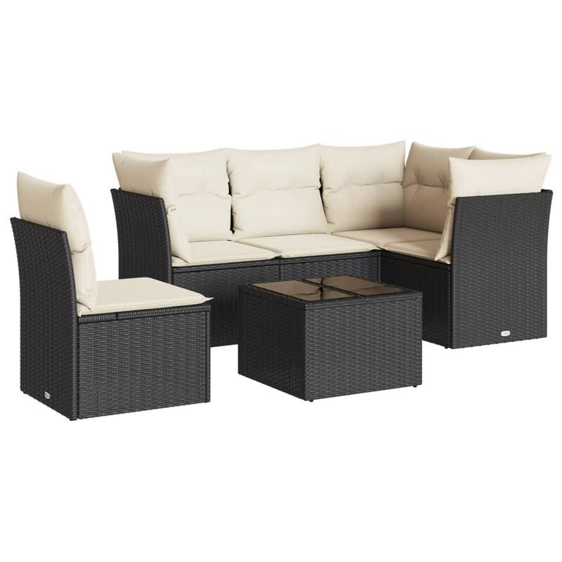 vidaXL Garden Sofa Set Black PE Rattan Medium Modular Garden Sofa Set - 21.7 x 21.7 x 14.6