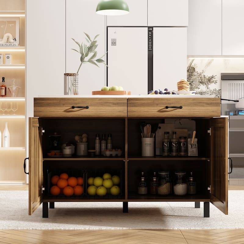 Sophisticated Multi-Function Cabinet Kitchen Cabinet Table Island - 47.2"Wx23.6"Dx33.5"h