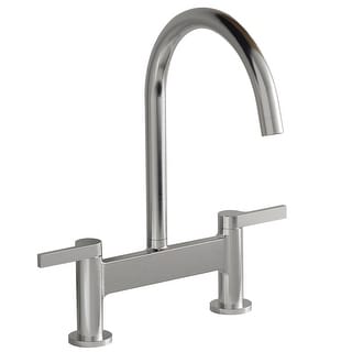 Bridge Kitchen Faucet Double Handle Brass Commercial 2 Holes Bridge Kitchen Sink Basin Faucets