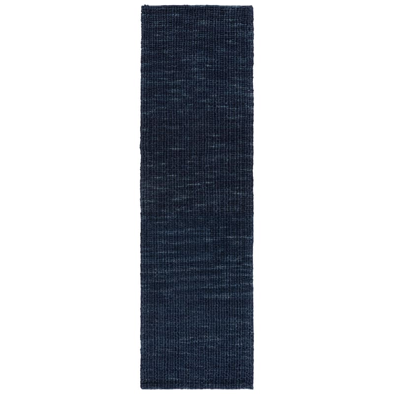 SAFAVIEH Handmade Natural Fiber Couture Mattie Wool Rug - 2'3" x 8' Runner - Navy/Blue