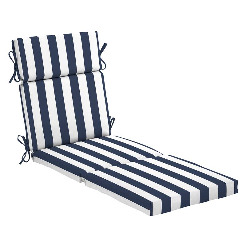 ARDEN Outdoor Chaise Cushion, 22 x 77 - Sapphire Blue Cabana Stripe