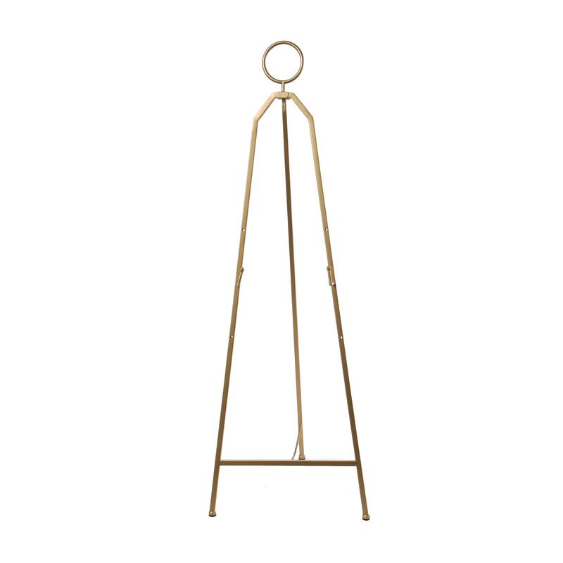 Metal Tall Adjustable Minimalistic Tabletop Display 3 Tier Easel with Circular Ring Top - Gold - Roche River Decor