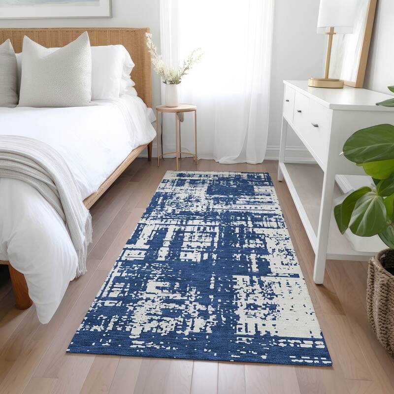 Machine Washable Indoor/ Outdoor Chantille Solid Abstract Rug